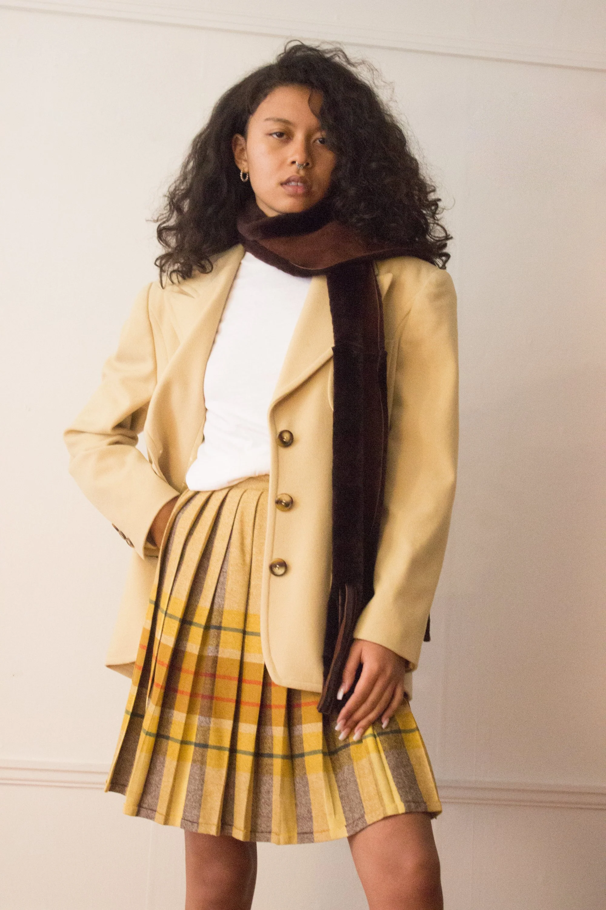 Y2K Burberry Shearling Skinny Scarf Wayward Collection